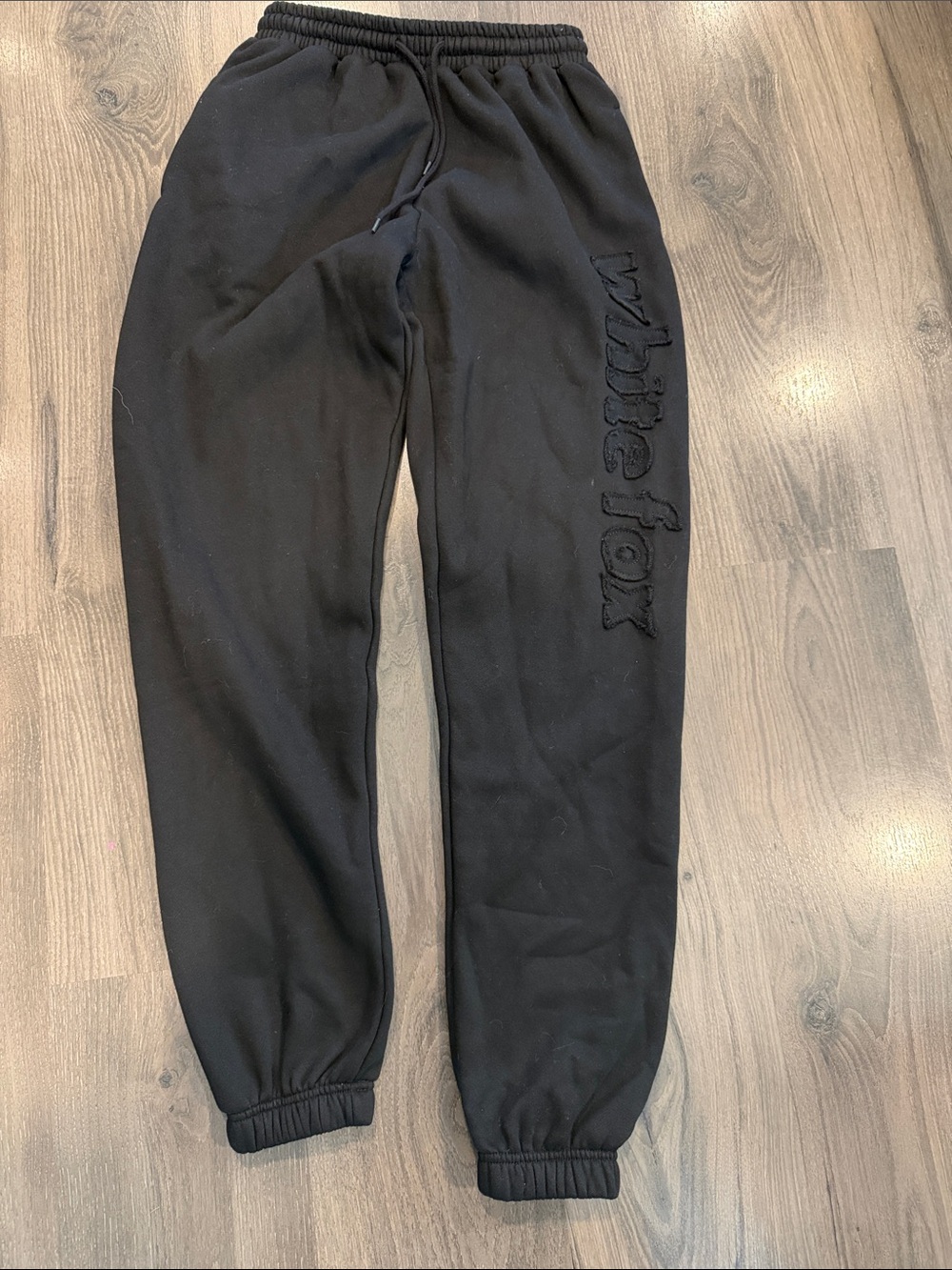 White Fox Boutique Black Track Joggers with Side Logo